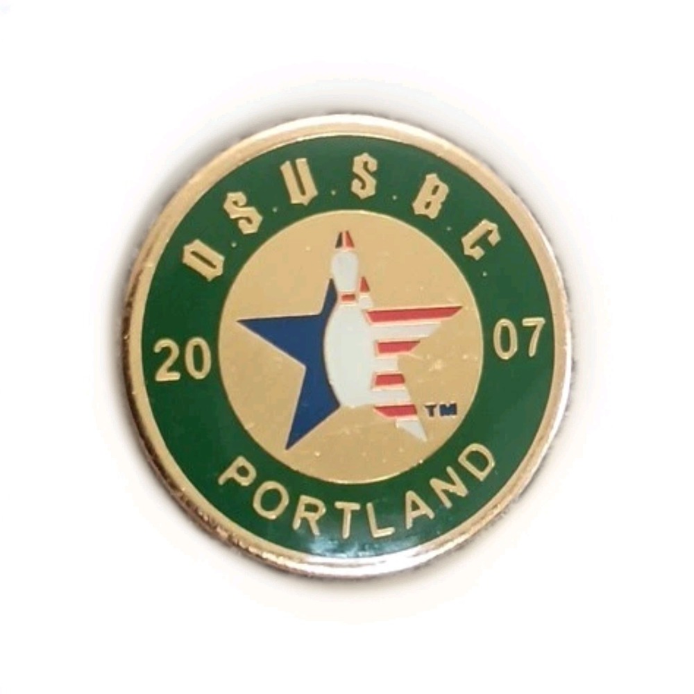 2007 OSUSBC Oregon State US Bowling Congress Portland Lapel Pin Sport Green Gold